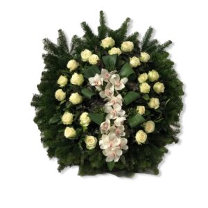 Álló koszorú orchidával